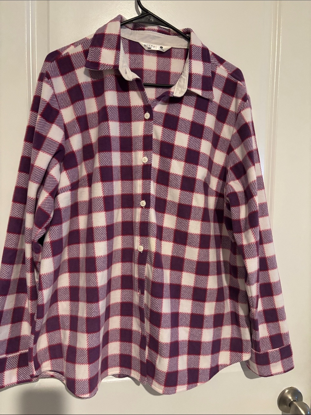 Riders by Lee Purple and White Plaid Button-Down Shirt